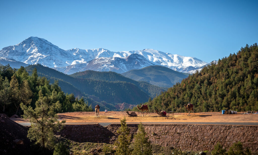 Valle Ourika ai piedi delle montagne Atlas in Marocco