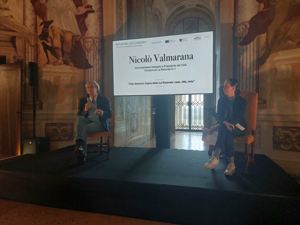 Nicolò Valmarana e Barbara Codogno alla presentazione del progetto "Ri-Partire dal Giardino"