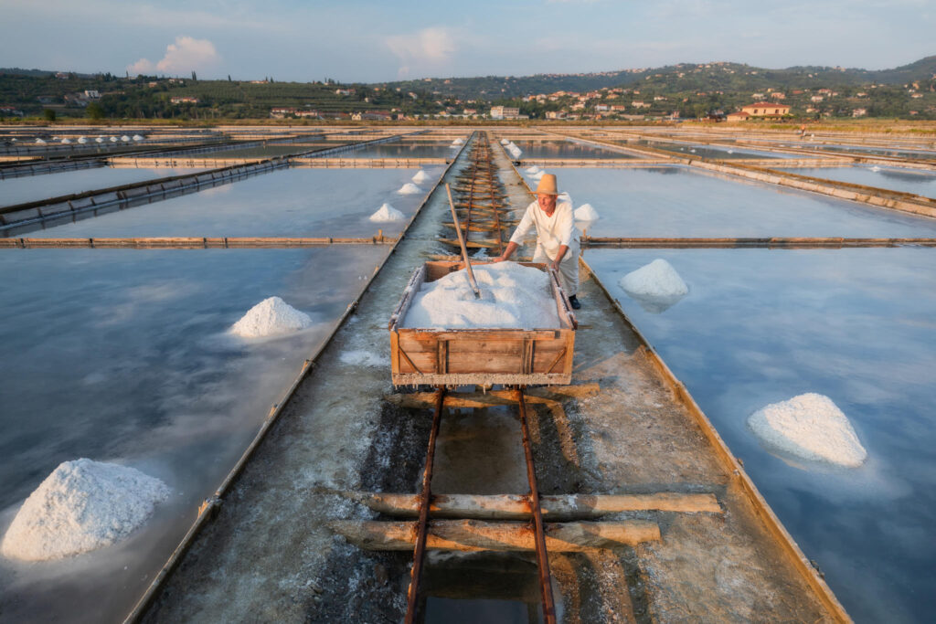 Il salinaio nel Parco naturale delle saline di Sicciole